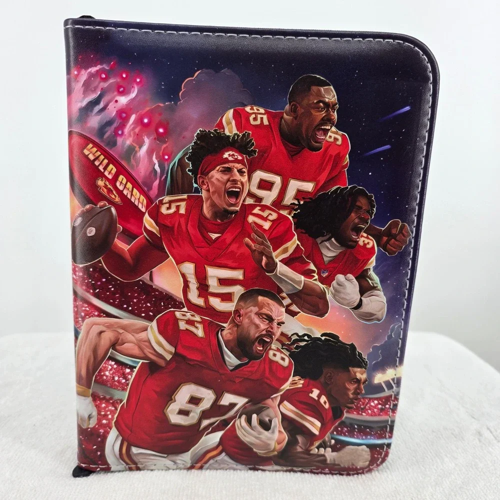 Kansas City Chiefs Trading Card Binder Zippered 4-Pocket Album Mahomes Kelce Red